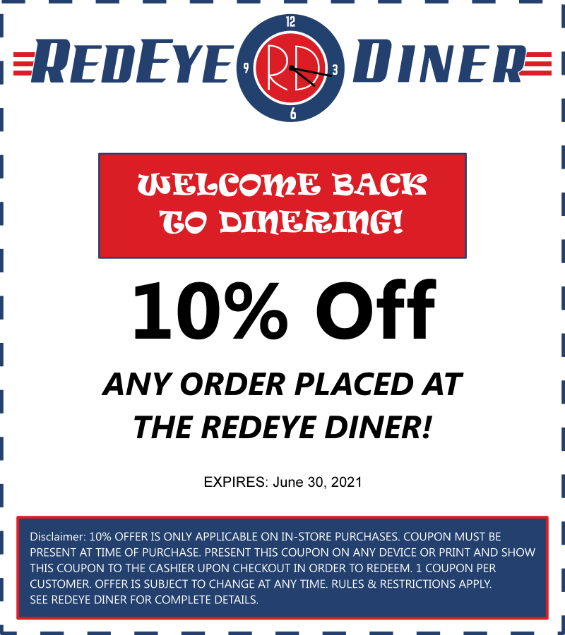 welcome back discount diner special coupon 10% off